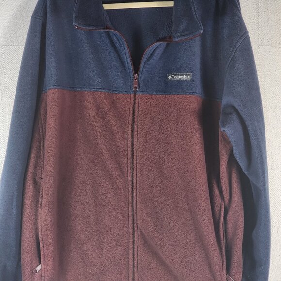 Columbia Sportswear Navy and Burgundy Full Zip Poly Fleece LS Sweater Jacket XXL - Picture 4 of 16